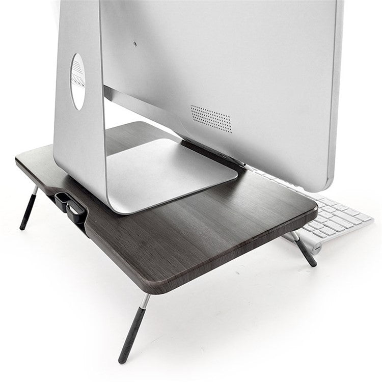 TT4M MDF+PVC Computer Monitor Riser Adjustable Desktop Stand Laptop Base - Black