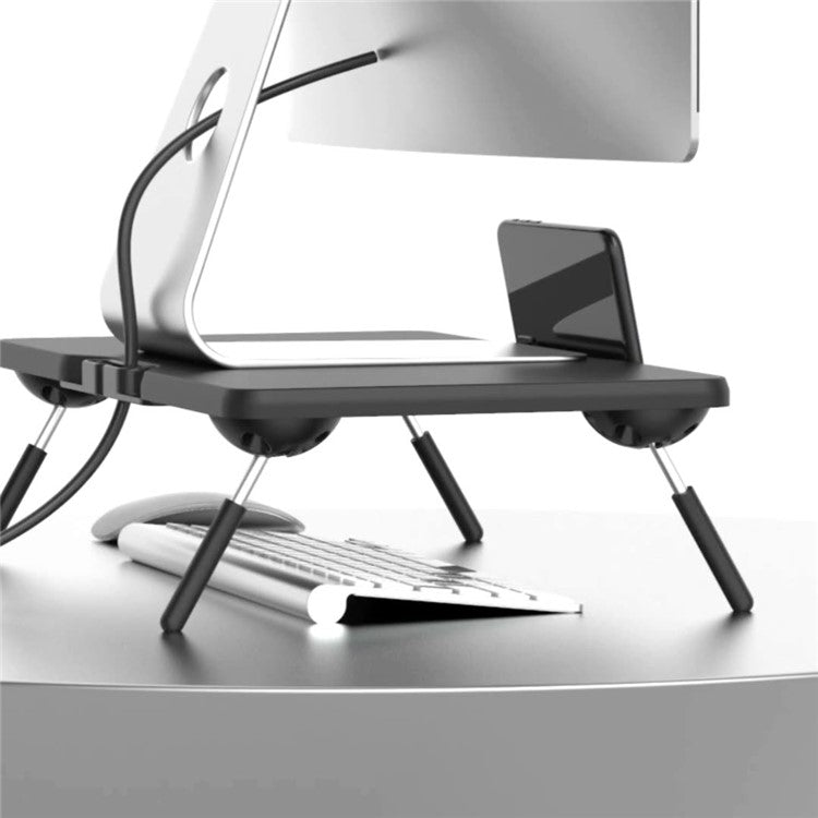 TT4M MDF+PVC Computer Monitor Riser Adjustable Desktop Stand Laptop Base - Light Wood Grain