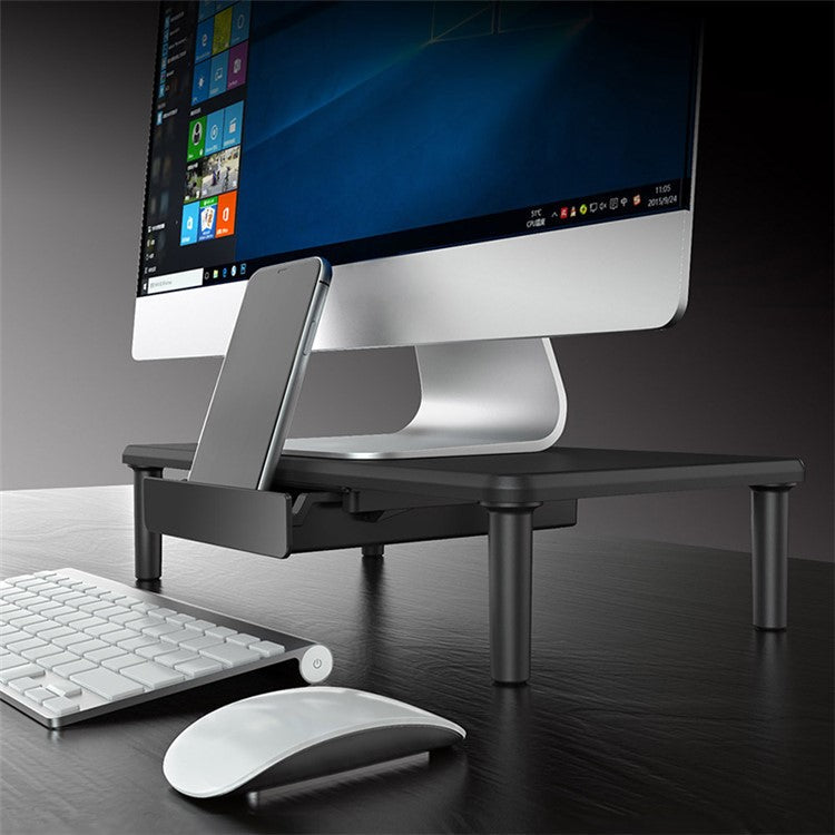 STC39 MDF Board Computer Monitor Laptop Riser Desktop Stand with 1 Drawer