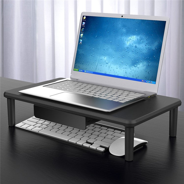 STC39 MDF Board Computer Monitor Laptop Riser Desktop Stand with 1 Drawer