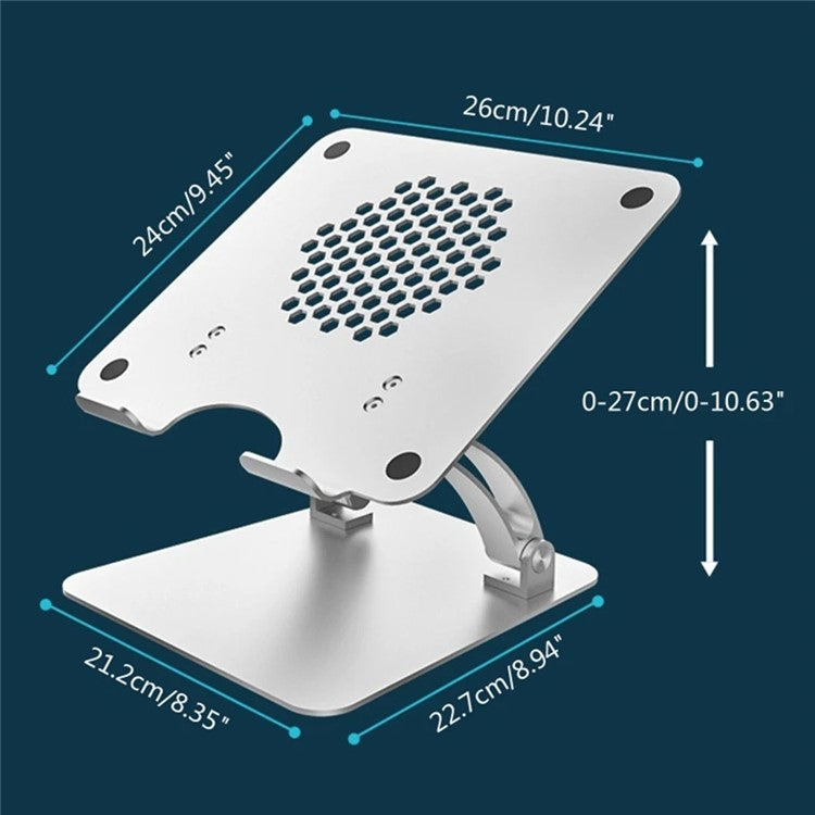 AS010 Adjustable Aluminum Alloy Laptop Riser Desktop Stand Holder for Notebook Computer - Grey