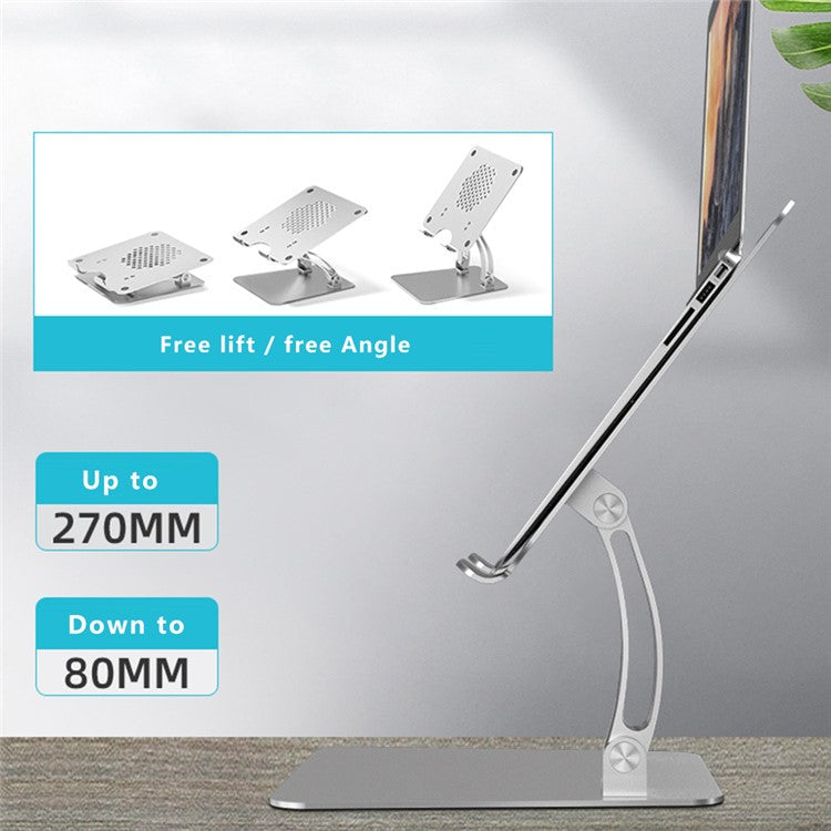 AS010 Adjustable Aluminum Alloy Laptop Riser Desktop Stand Holder for Notebook Computer - Silver