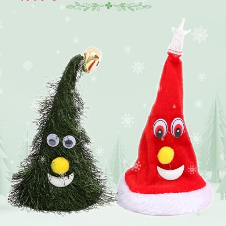 6 inch Electric Cap Christmas Swing Tree Hat Christmas Ornaments Props (Shake Cap with Music)
