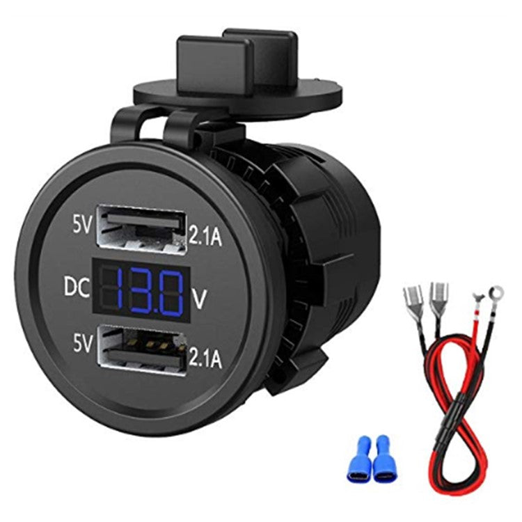 2.1A Dual USB Car Charger Socket with Digital Voltage Display for iPhone iPad Camera