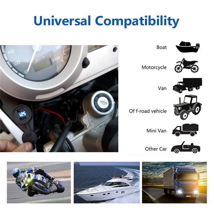 2.1A Dual USB Car Charger Socket with Digital Voltage Display for iPhone iPad Camera