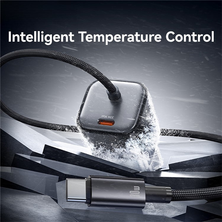 USAMS CC264 GaN Fast Charger Block 30W Dual Port Wall Charger with Type-C Cable, EU Plug - White