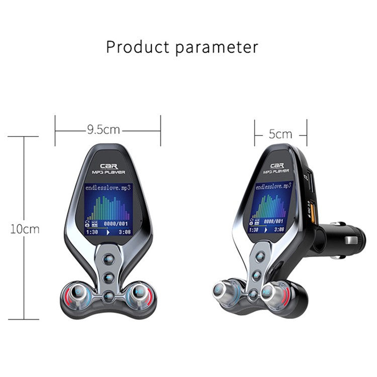 BT26 Voltage Detection Dual USB Ports Car Bluetooth MP3 Music Player FM Transmitter AUX TF QC3.0 Phone Fast Charging Adapter