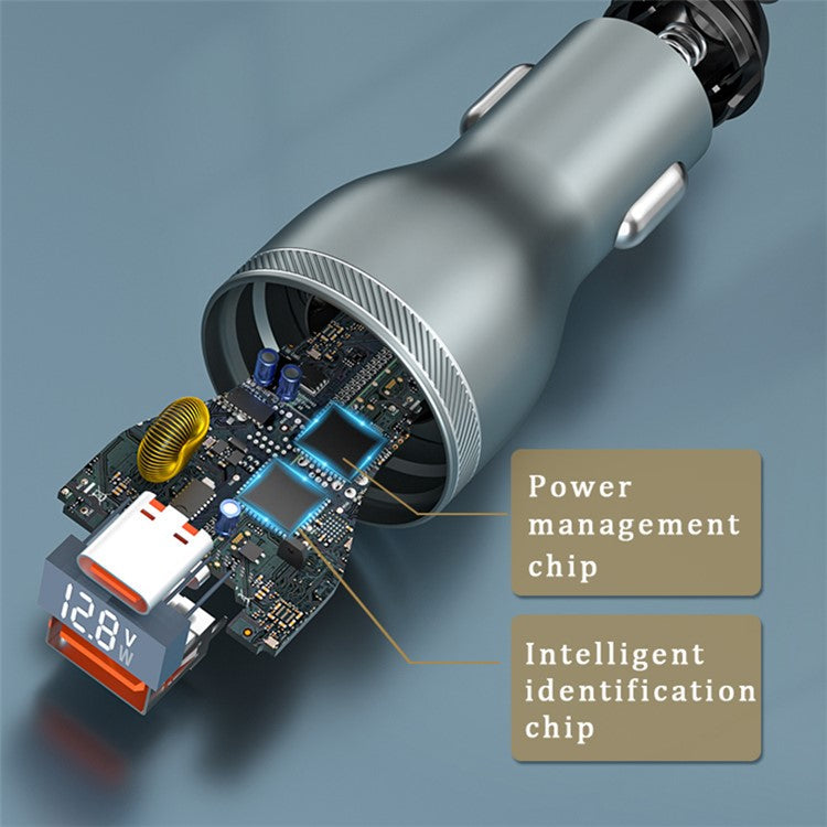 GC-27 100W QC3.0 USB + Type-C PD Phone Fast Charging Car Charger Digital Display Power Adapter (CE Certificated)