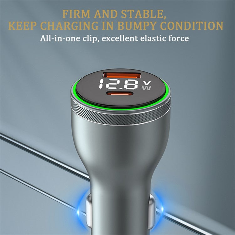 GC-27 100W QC3.0 USB + Type-C PD Phone Fast Charging Car Charger Digital Display Power Adapter (CE Certificated)