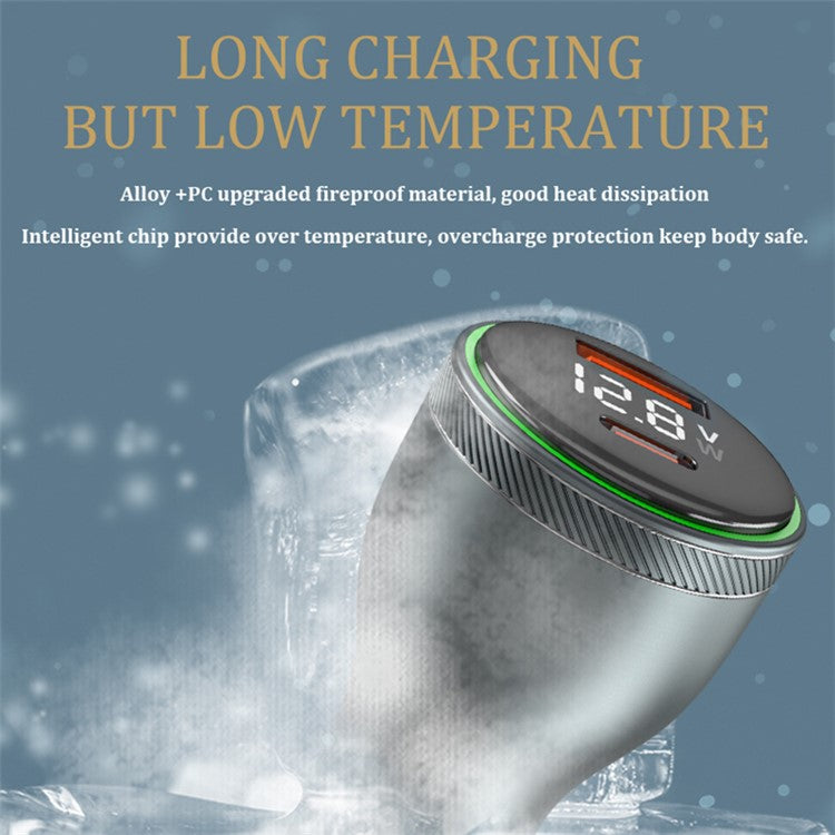 GC-27 100W QC3.0 USB + Type-C PD Phone Fast Charging Car Charger Digital Display Power Adapter (CE Certificated)