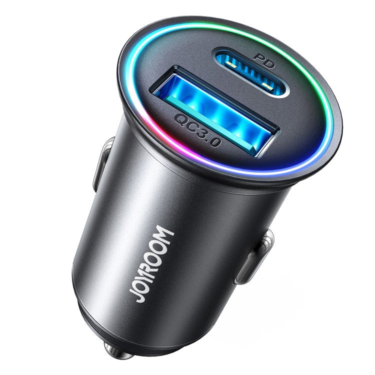 JOYROOM JR-CCN04 60W Fast Charging Mini Metal Car Charger Dual-Port USB-A+Type-C Cigarette Lighter Charger
