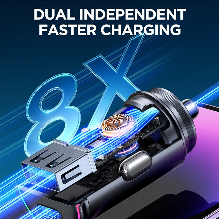 JOYROOM JR-CCN04 60W Fast Charging Mini Metal Car Charger Dual-Port USB-A+Type-C Cigarette Lighter Charger
