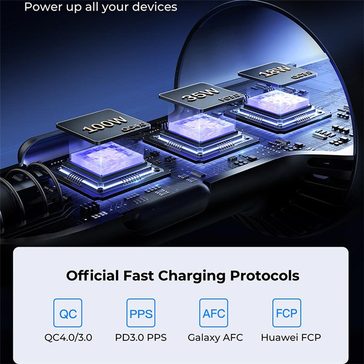 JOYROOM JR-CCN07 120W Super Fast Charging 3-Port Car Charger 2 Type-C + USB Car Charger Set with Type-C to Type-C Data Cable