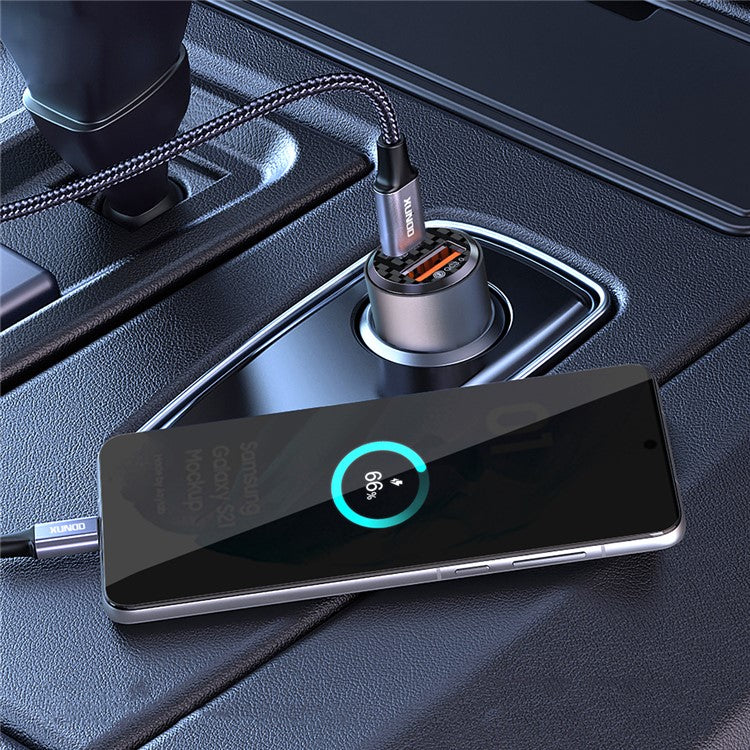 XUNDD XDCH-067 Type-C + USB Phone Fast Charging Adapter Aluminum Alloy Car Charger