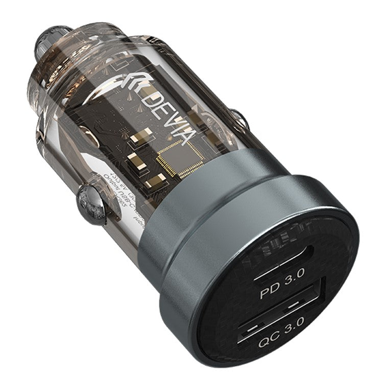 DEVIA EA362 Punk Style Smart Series Mini PD+QC3.0 Car Charger USB+Type-C Dual Port Charger