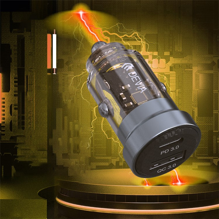 DEVIA EA362 Punk Style Smart Series Mini PD+QC3.0 Car Charger USB+Type-C Dual Port Charger