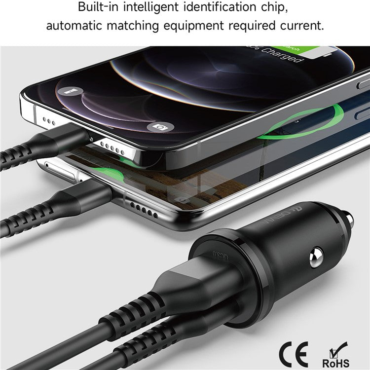 DEVIA EA442 Smart Series Mini PD 30W+QC3.0 Car Charger USB+Type-C Fast Charging Adapter