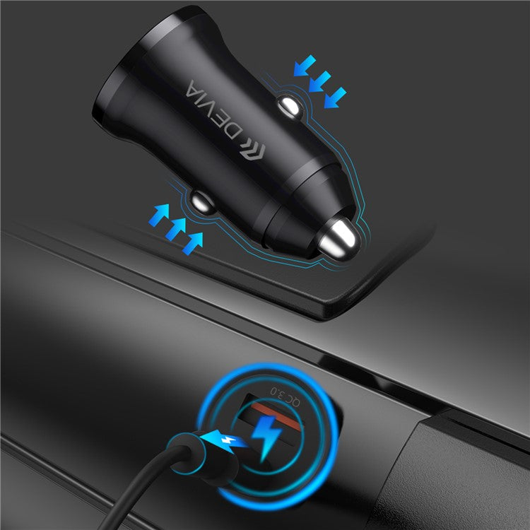 DEVIA EA442 Smart Series Mini PD 30W+QC3.0 Car Charger USB+Type-C Fast Charging Adapter