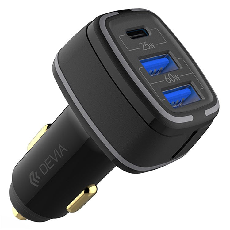 DEVIA Extreme Speed Series EA191 Cigarette Lighter Fast Charger Dual USB+Type-C 85W Car Phone Charger