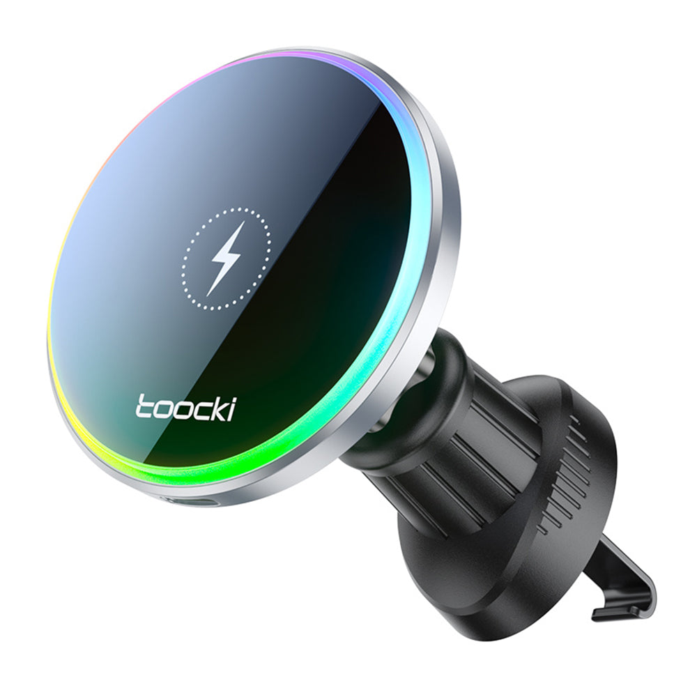 TOOCKI S20 Magnetic Wireless Charger Colorful Light Car Air Vent Phone Charging Stand