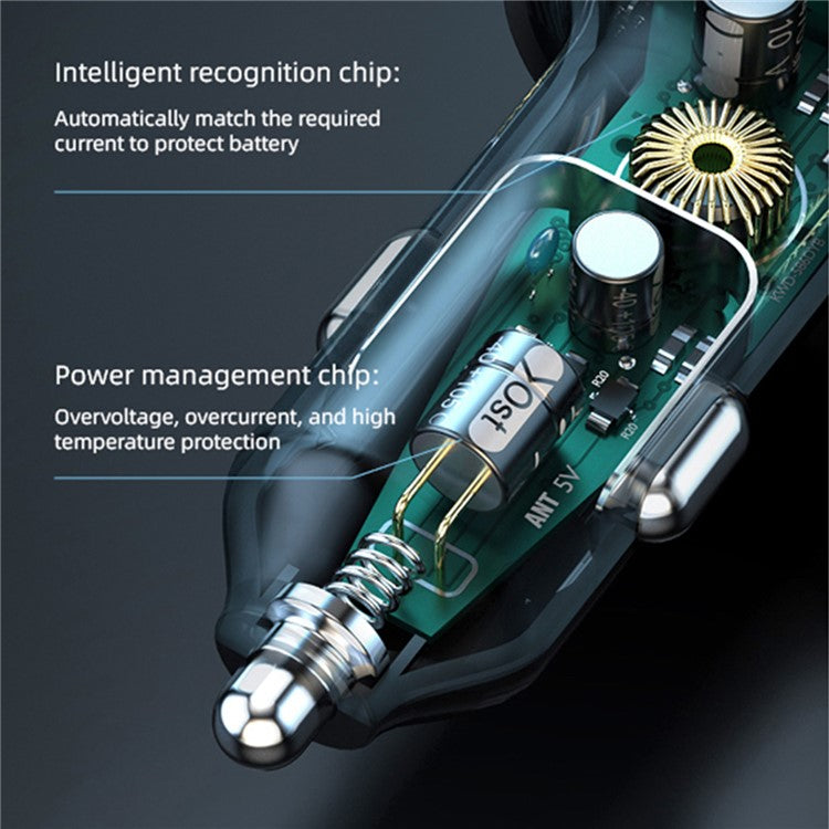 YQ2 4 USB + 2 Type-C Car Charger with 1.5m Extension Cable for Front and Rear Seats