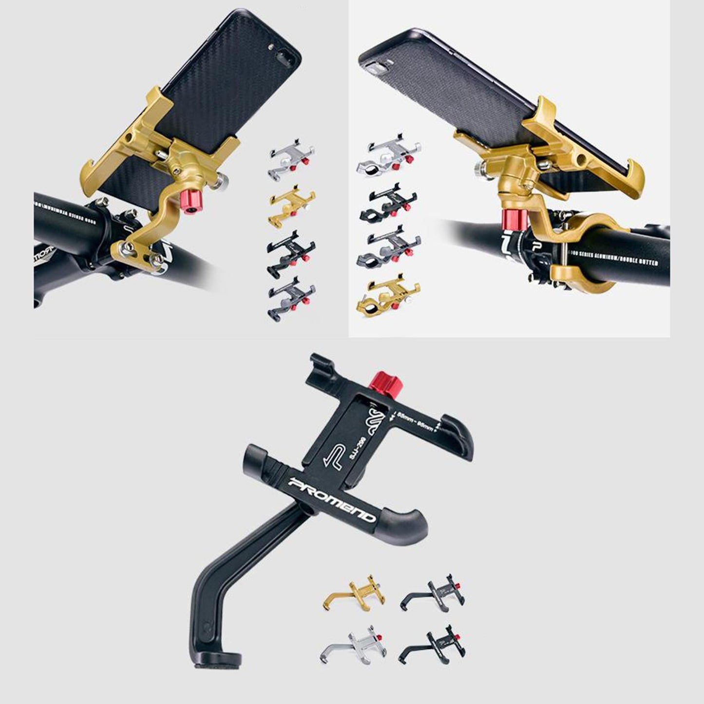 MTB Bicycle Aluminum Handlebar Cell Phone Holder Mount Golden 01