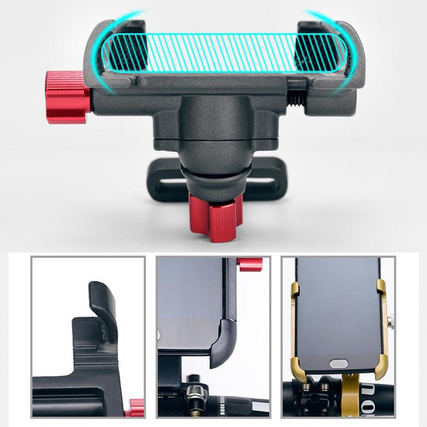 MTB Bicycle Aluminum Handlebar Cell Phone Holder Mount Grey 01