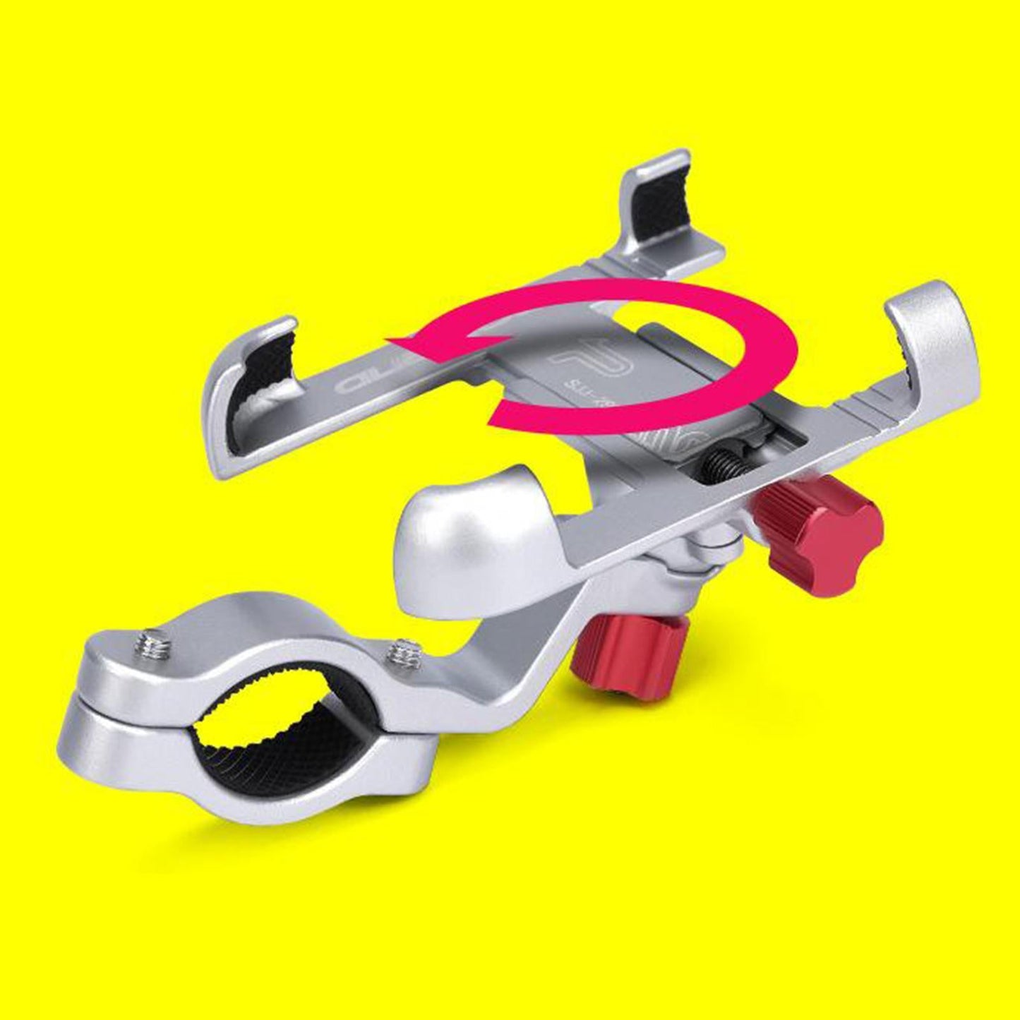 MTB Bicycle Aluminum Handlebar Cell Phone Holder Mount Silver 02