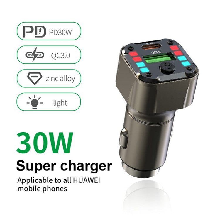K24 Car Charger PD 30W QC 3.0 Super Charger Dual Ports Car Charging Adapter for iPhone / Samsung / Huawei