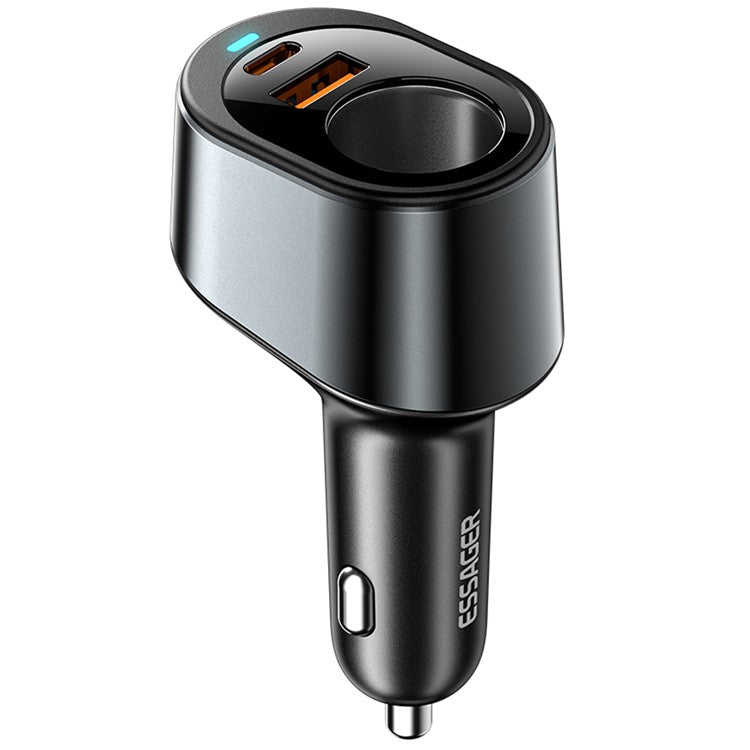 ESSAGER 120W USB+Type-C Car Charger Adapter with Cigarette Lighter Socket