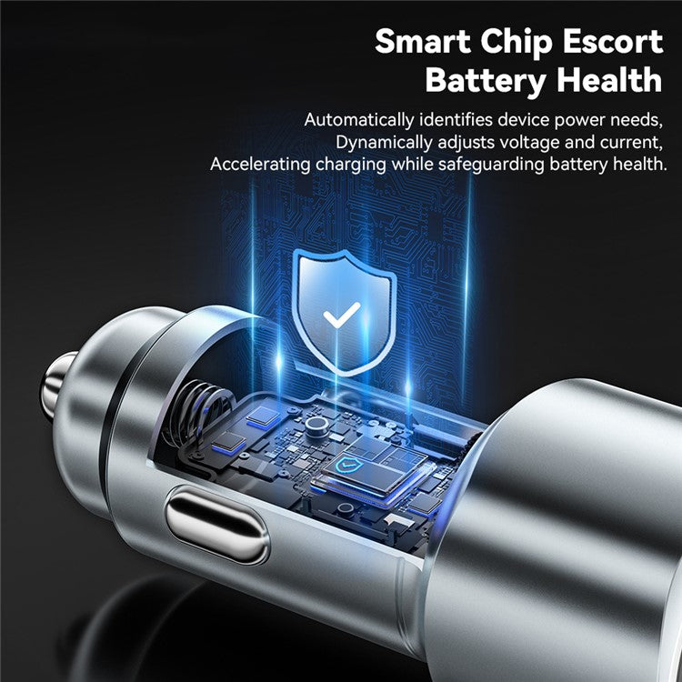 ESSAGER 89W Super Flash Charge USB+Type-C Car Charger Aluminum Alloy Adapter - Black