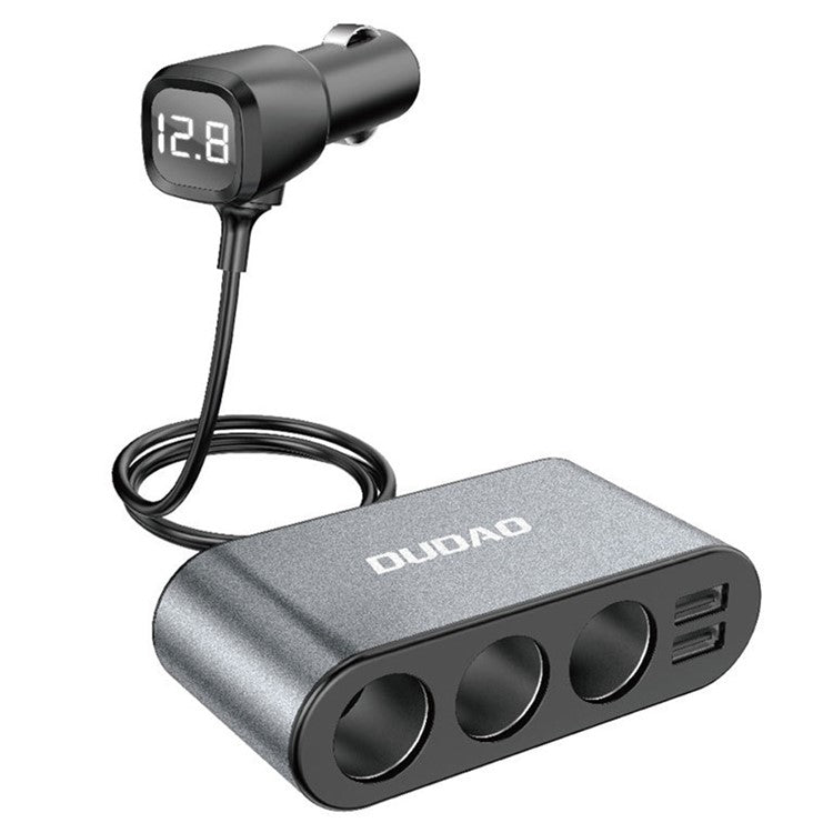 DUDAO R1Pro 80W Car Charger 2 USB Ports + 3 Cigarette Lighter Sockets Adapter