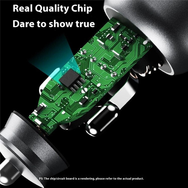 DUDAO R4T 49W Transparent Car Charger QC3.0 USB+Type-C PD Fast Charging Power Adapter