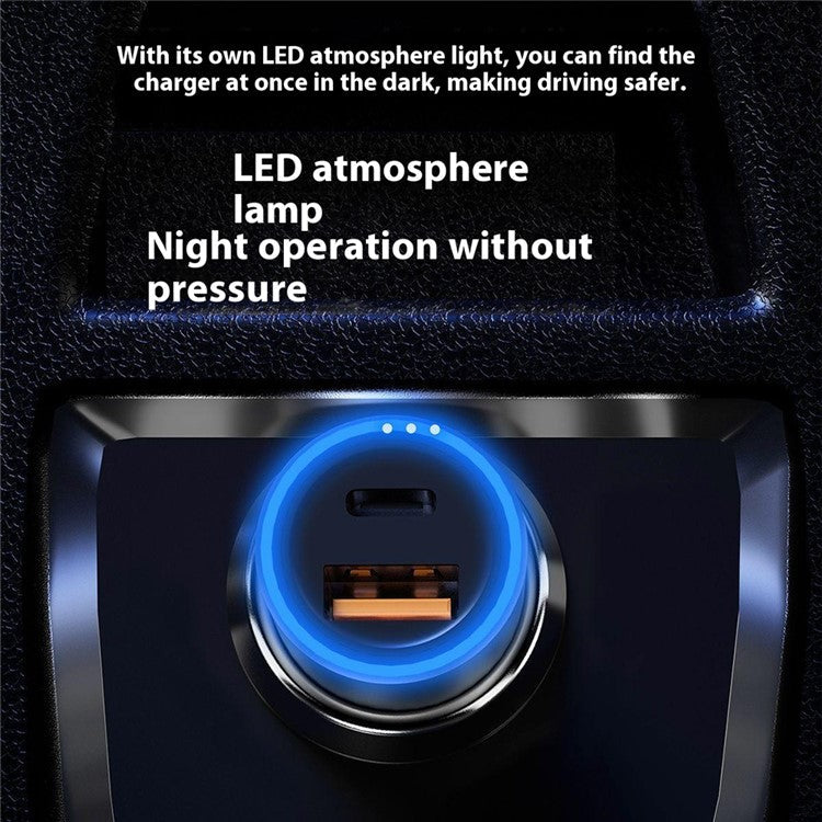 DUDAO R4Max 55W Fast Charging USB+Type-C Dual Port Cigarette Lighter Car Charger