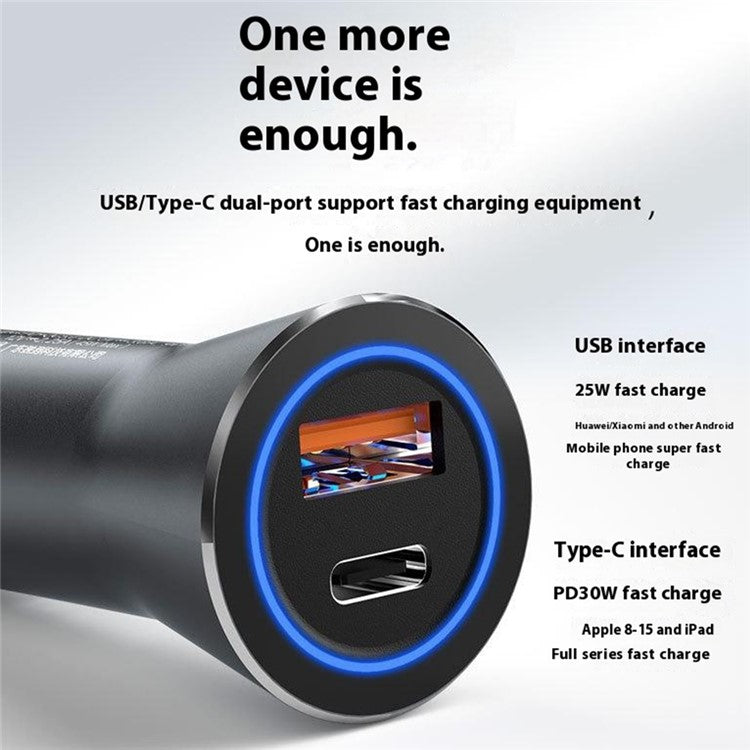 DUDAO R4Max 55W Fast Charging USB+Type-C Dual Port Cigarette Lighter Car Charger