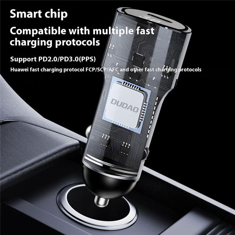 DUDAO R14 30W PD Fast Car Charger Type-C Single Port Cigarette Lighter Power Adapter