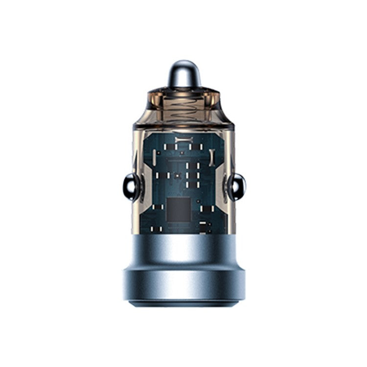 AZEADA PD-C36 COOLLE Series 30W Fast Charging Car Adapter USB-A+Type-C Car Charger Transparent Cigarette Lighter Charger