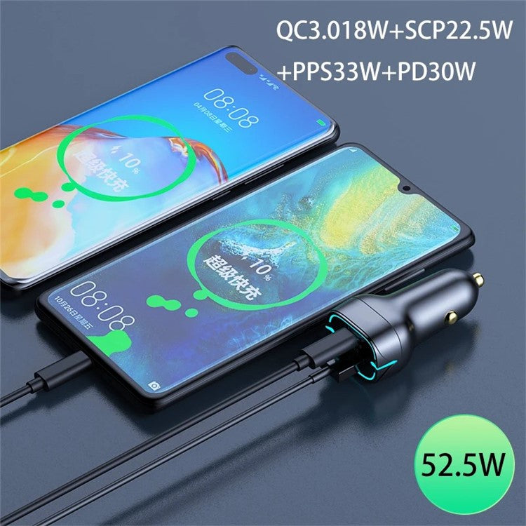 G10 Type-C+USB PD 30W+22.5W Fast Charging Adapter for 12-24V Car Charger