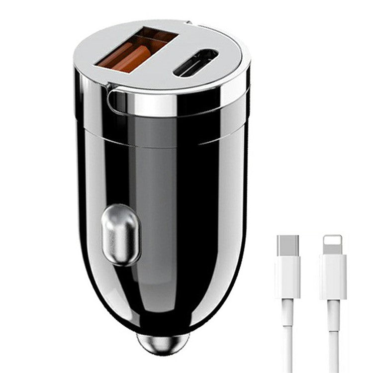 G20 12-24V 120W USB+Type-C Phone Fast Charging Adapter Car Charger with Type-C to 8Pin Cable