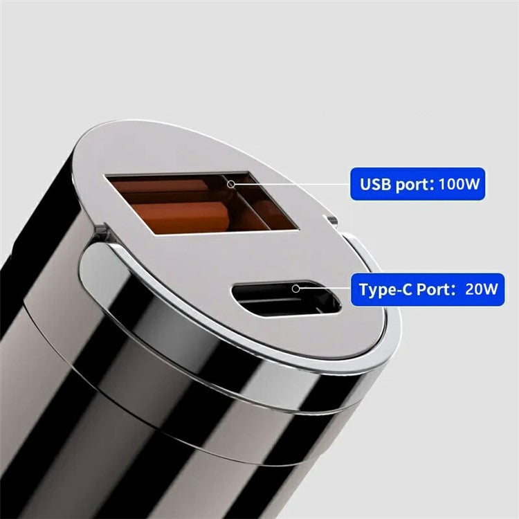 G20 12-24V 120W USB+Type-C Phone Fast Charging Adapter Car Charger with Type-C to 8Pin Cable