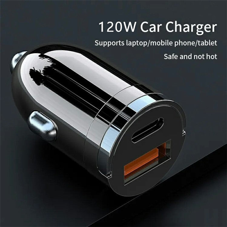 G20 12-24V 120W USB+Type-C Cellphone Fast Charging Adapter Car Charger with 100W 3-in-1 Cable