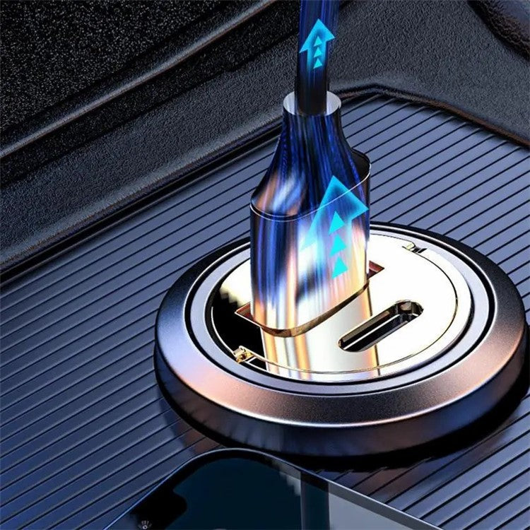 G20S 12-24V 120W USB+Type-C Clear Phone Fast Charging Adapter Mini Car Charger with 100W 3-in-1 Cable