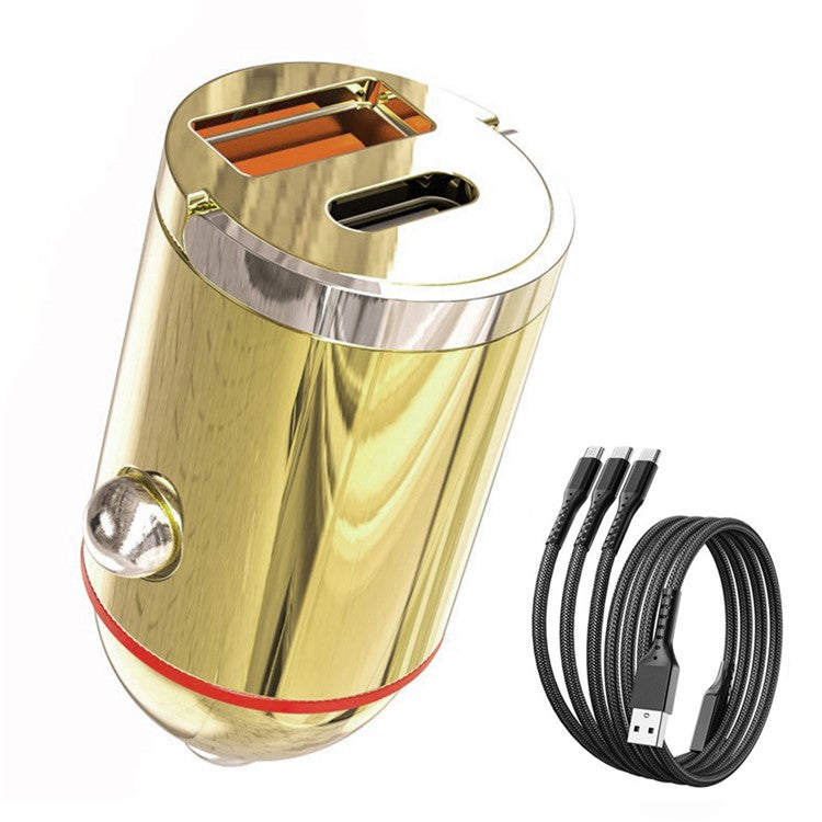G30J Type-C+USB 133W High Power Cigarette Lighter Car Charger with 100W 3-in-1 Cable