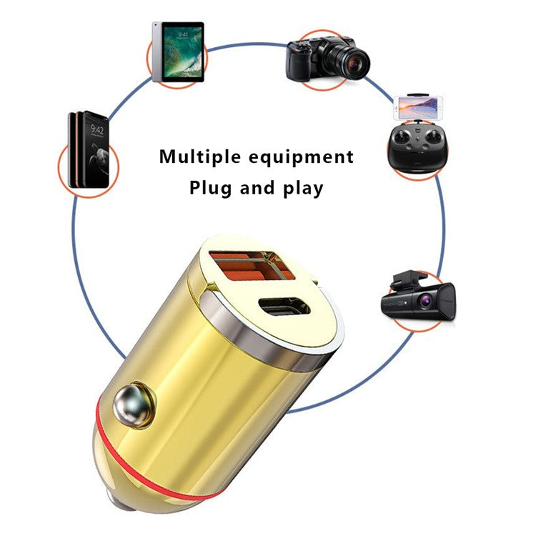 G30J Type-C+USB Dual Port 133W High Power Hidden Pull Ring Car Charger