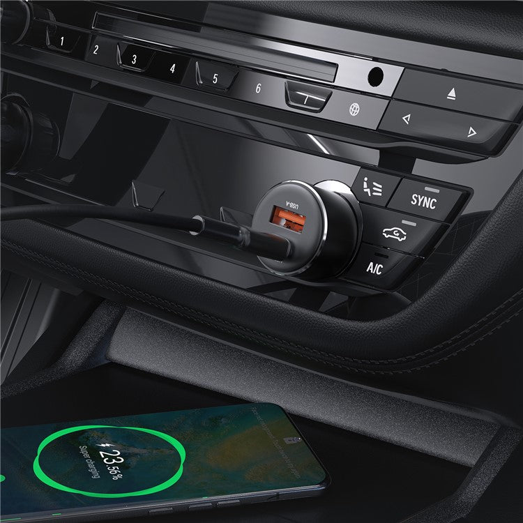 ACEFAST B12 60W USB-A+Type-C Car Charger Cigarette Lighter Phone Fast Charging Adapter