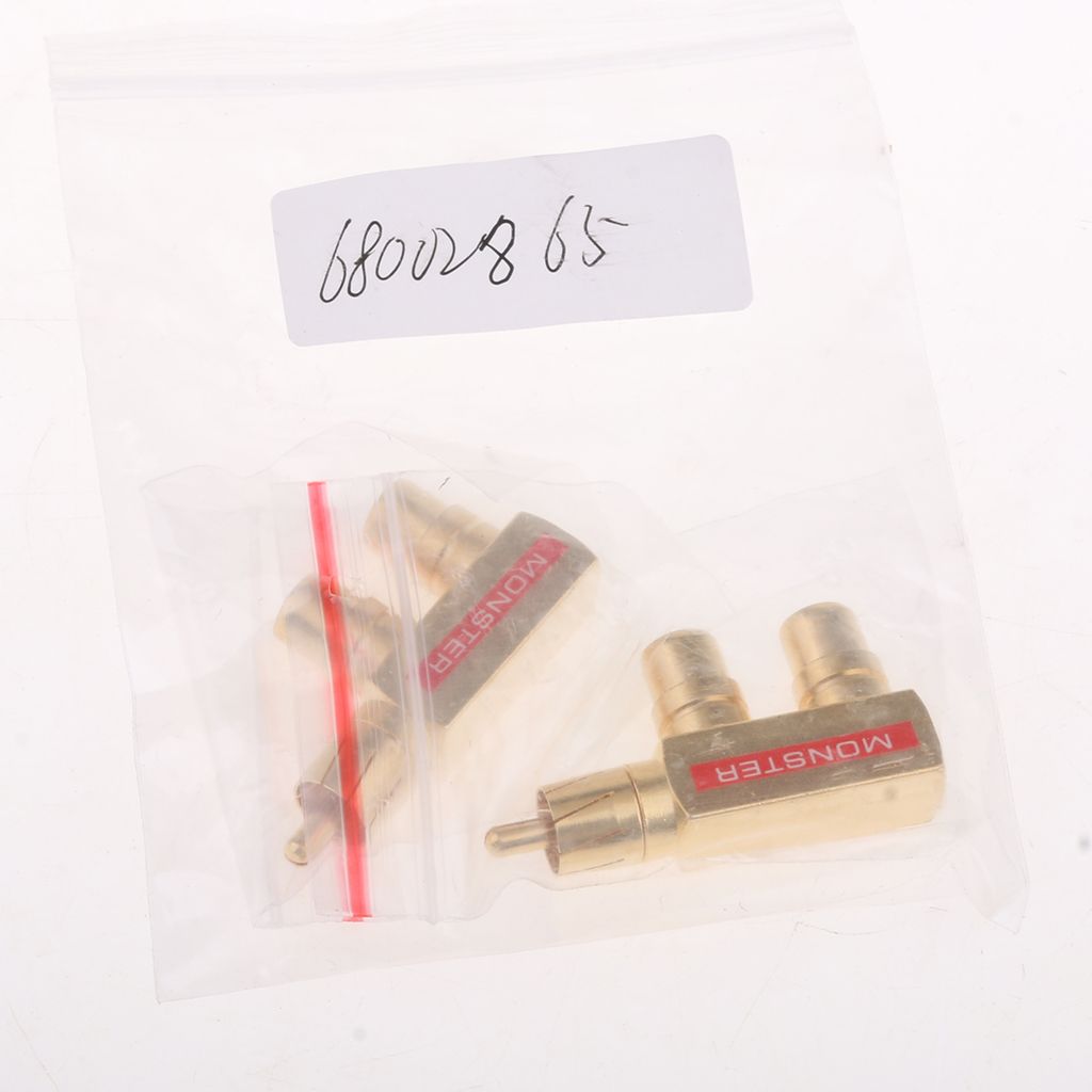 RCA Splitter RCA Male to 2 RCA Female Right Angle Plug Splitter Adapters M/F (Gold-Plated)Metal Connector 2Piece