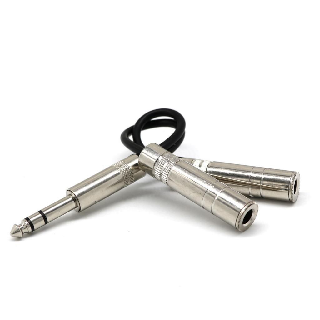 1/4'' 6.35mm Stereo Plug / Male to Dual 1/4'' 6.35mm Jack /Female Splitter Adapter Cable Converter 0.2m