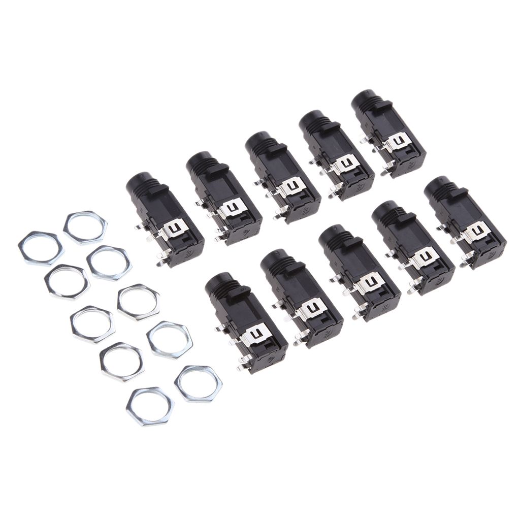 10Pieces 1/4" 6.35 Mm Stereo Audio Microphone Female Socket Jack Connector