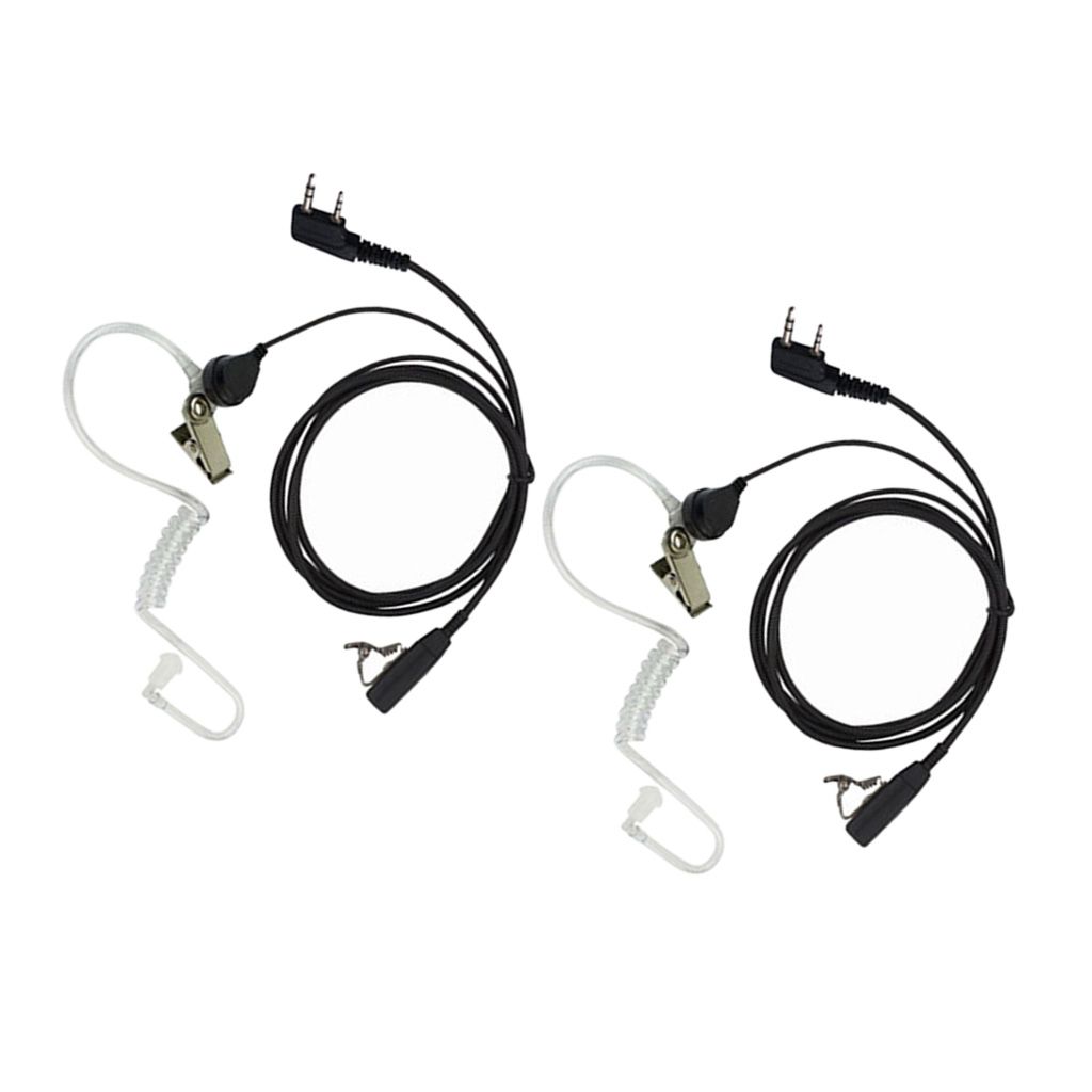 Walkie Talkies Earpieces (2 Packs) for Baofeng UV-5R BF-888S H-777 Kenwood PUXING with 2 Pins Acoustic Tube Headset with Mi