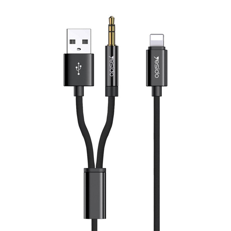 YESIDO YAU18 Charging Audio Cable 2 in 1 Lightning to 3.5mm Aux Cord Works with Car Stereo Speaker Headphone